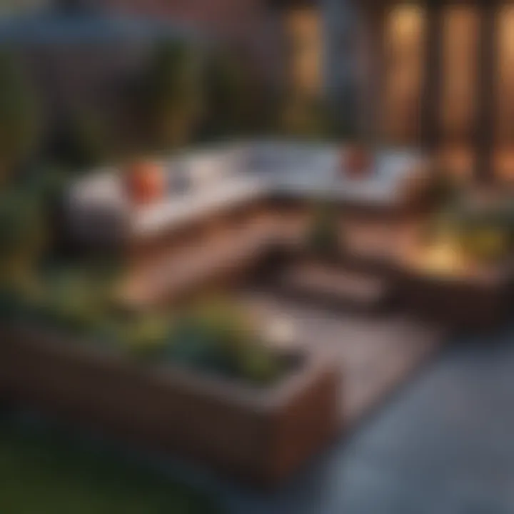 Multifunctional deck space with integrated planters and seating