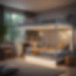 Stylish bunk bed design in a compact bedroom