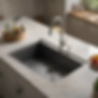 Compact sink integrated with kitchen island