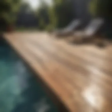 Charming Wooden Pool Decking Charming wooden deck providing a warm ambiance by the pool