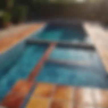 Vibrant Tiled Pool Decking Vibrant tiled pool deck showcasing unique patterns and colors
