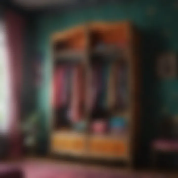A creative maximalist wardrobe filled with vibrant colors and patterns