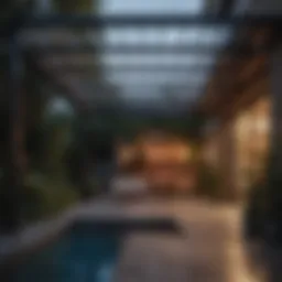 Modern waterproof pergola with retractable roof