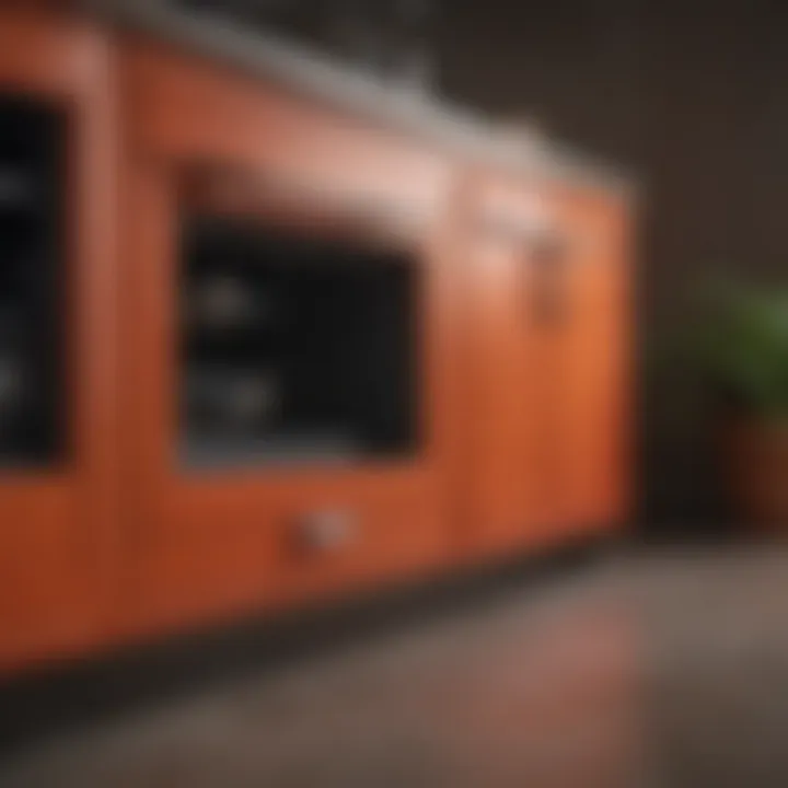 A beautifully restored kitchen cabinet showcasing a vibrant new finish.