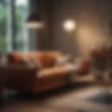 Elegant floor lamp beside a cozy sofa