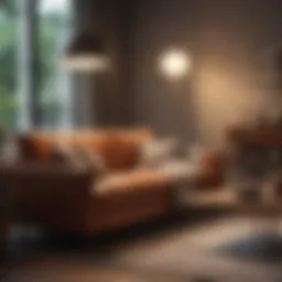 Elegant floor lamp beside a cozy sofa