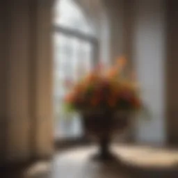 Elegant large square flower planter with vibrant floral arrangement