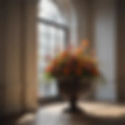 Elegant large square flower planter with vibrant floral arrangement