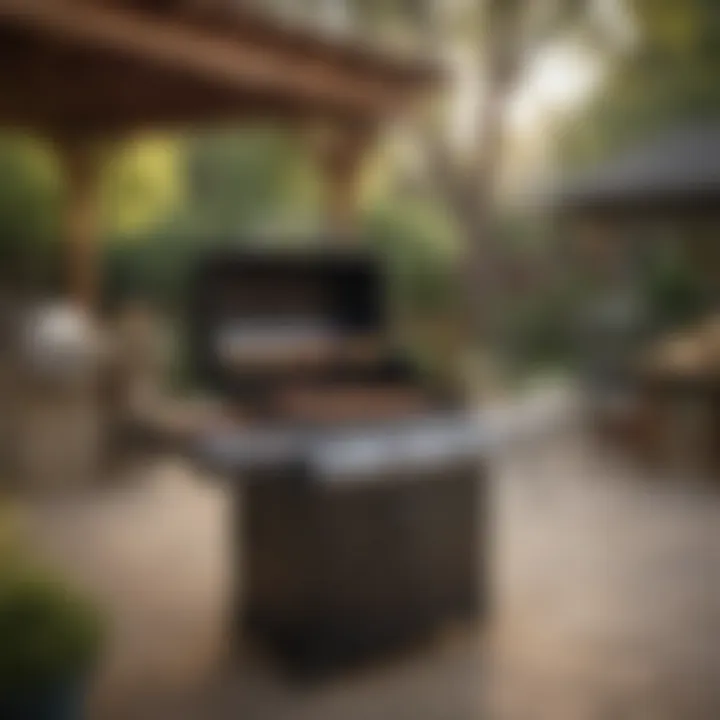 An idyllic backyard with a Lowes natural gas grill ready for a barbecue gathering