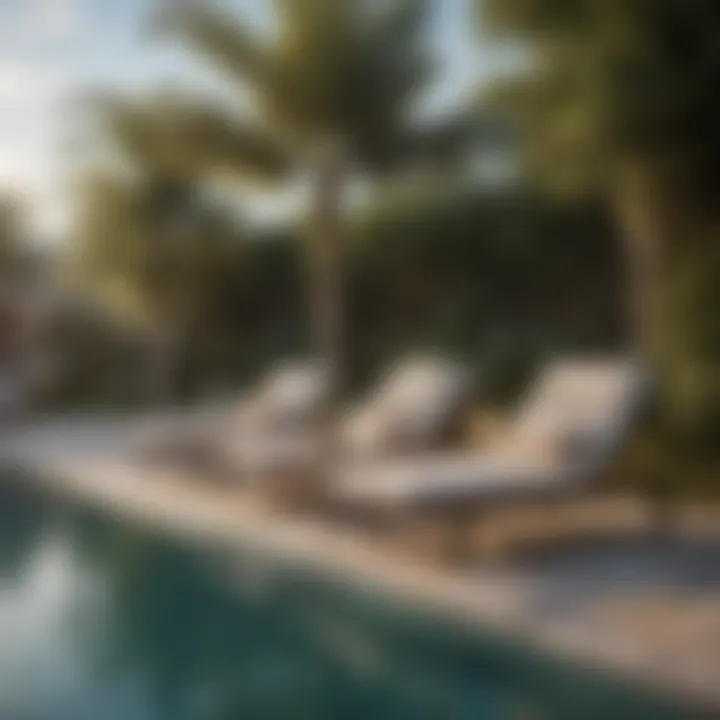 Luxurious lounge chairs with a serene poolside ambiance