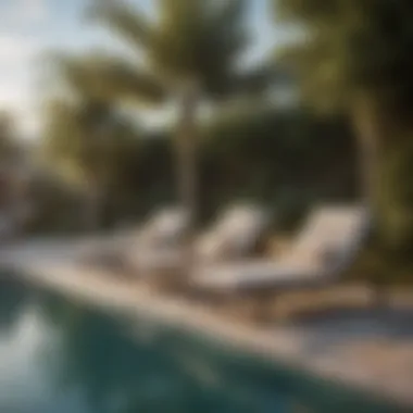Relaxing Poolside Lounge Luxurious lounge chairs with a serene poolside ambiance