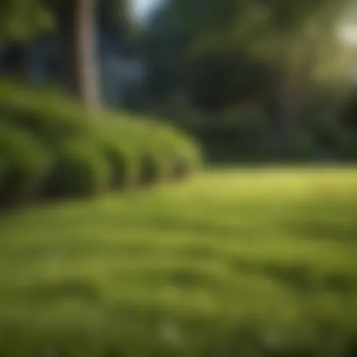Lush green lawn after overseeding