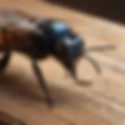 Close-up of a carpenter bee on wood