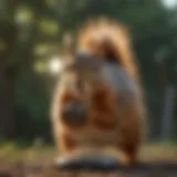 Squirrel observing a bird feeder