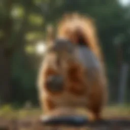 Squirrel observing a bird feeder