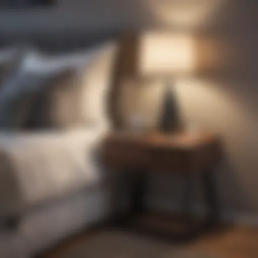 Stylish modern bed table in a contemporary bedroom setting