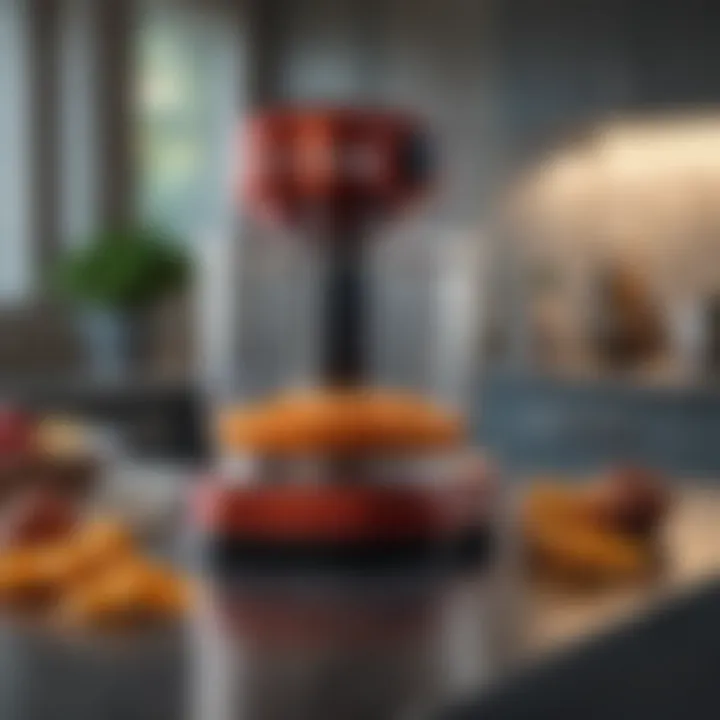 A sleek food processor on a modern kitchen countertop