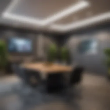 High-Tech Meeting Room Design A modern meeting room equipped with smart technology and flexible seating