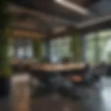 A vibrant open office space with collaborative workstations
