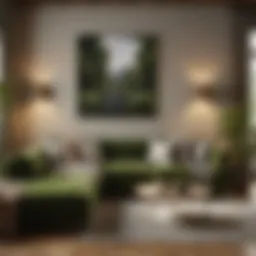 Elegant moss green couch paired with neutral decor