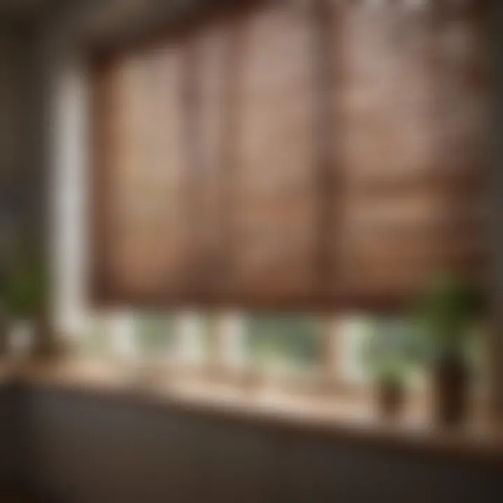 Natural wood blinds enhancing rustic charm