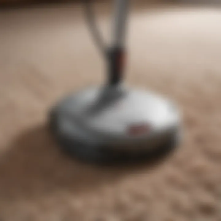 Roborock vacuum in action on high pile carpet