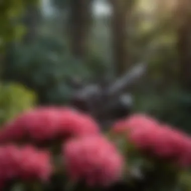 Essential tools for trimming rhododendrons displayed