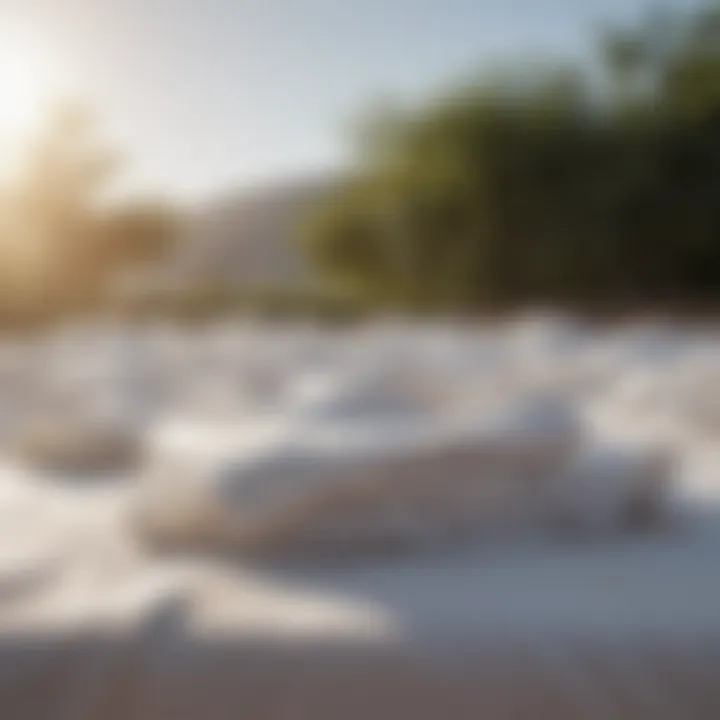 Freshly washed white sheets drying in the sun