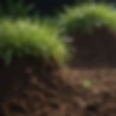 Healthy Soil Composition for Lawns Rich, dark soil indicative of healthy lawn growth