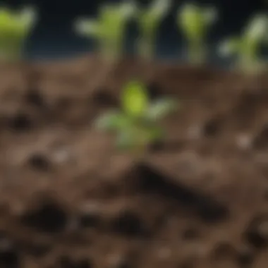 A close-up of healthy soil with young seedlings emerging