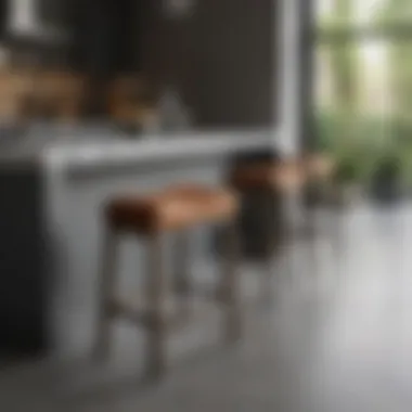 Elegant kitchen island with stylish stools