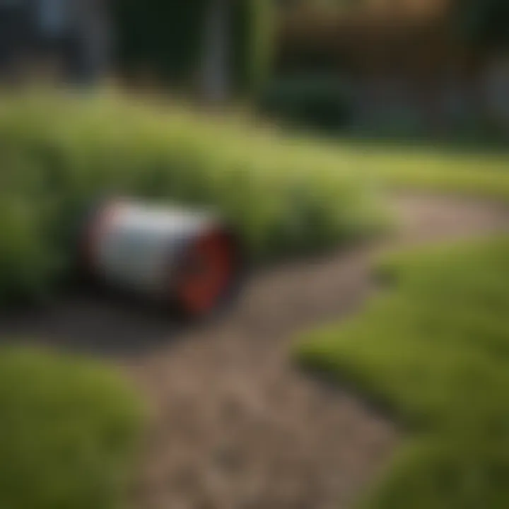 Spread of granular fertilizer on a lawn