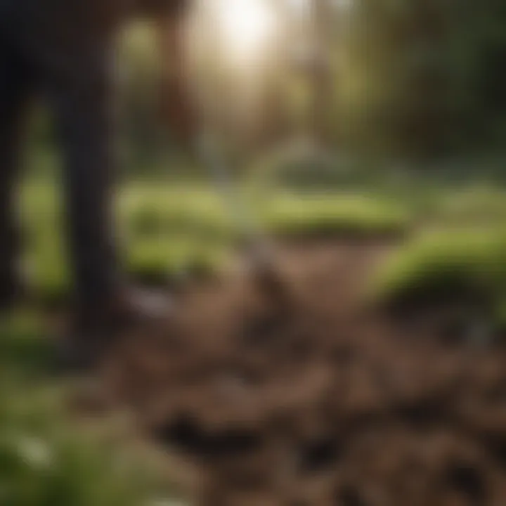 Lawn care expert analyzing soil quality