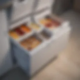 Organized chest freezer with stackable bins