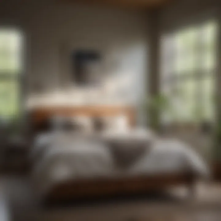 A serene bedroom featuring an organic mattress with natural bedding