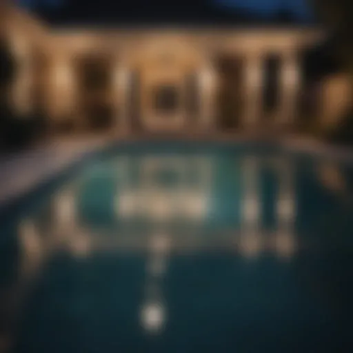 Elegant lighting illuminating a pool at night, showcasing safety and aesthetics.