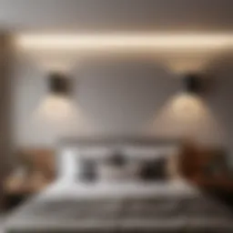 Elegant over bed wall lights illuminating a modern bedroom