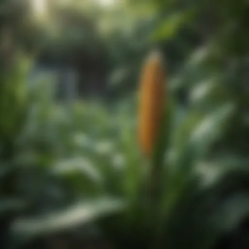 Vibrant corn plants growing in a lush garden