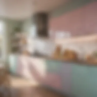 Vibrant kitchen featuring pastel hues and natural light