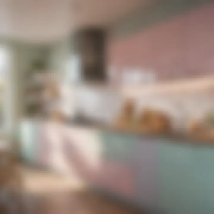 Vibrant kitchen featuring pastel hues and natural light