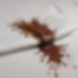 Freshly stained white shirt with chocolate residue