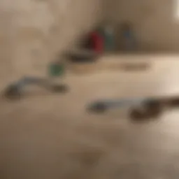 Tools laid out for a backsplash removal project