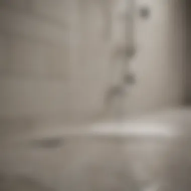 Close-up view of a cleaning solution applied to grout