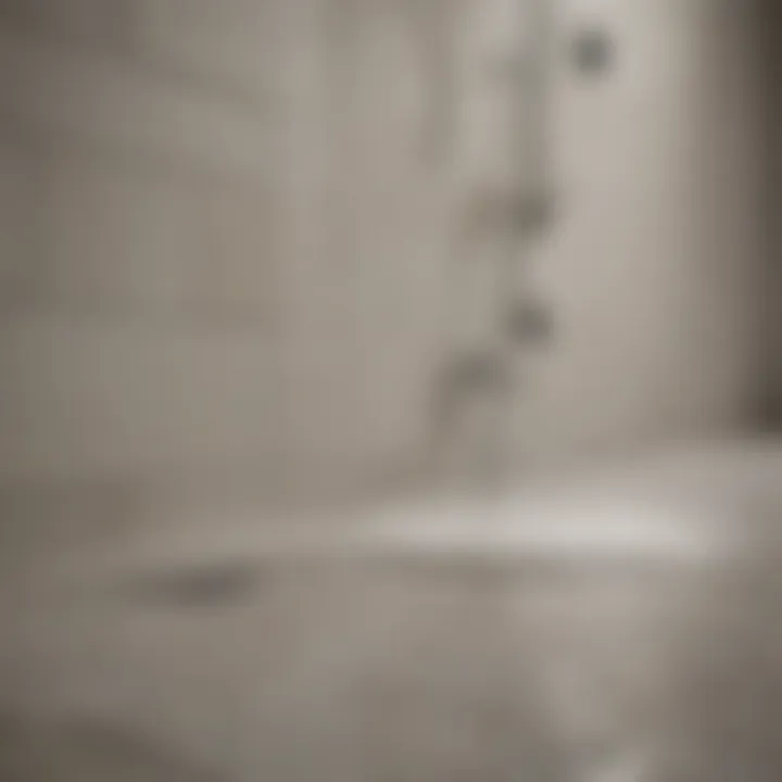 Close-up view of a cleaning solution applied to grout