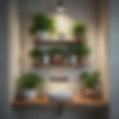 Decorative Shelves with Greenery Decorative restroom shelves with plants and accessories