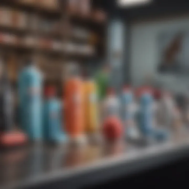 An array of various types of roller cleaners displayed on a table.