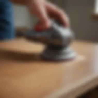 Precision in Detail: Sandpaper on Sander Close-up of sandpaper attached to an orbital sander