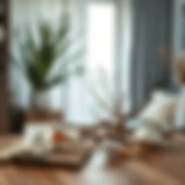 Decorative seashells and driftwood accents on a table