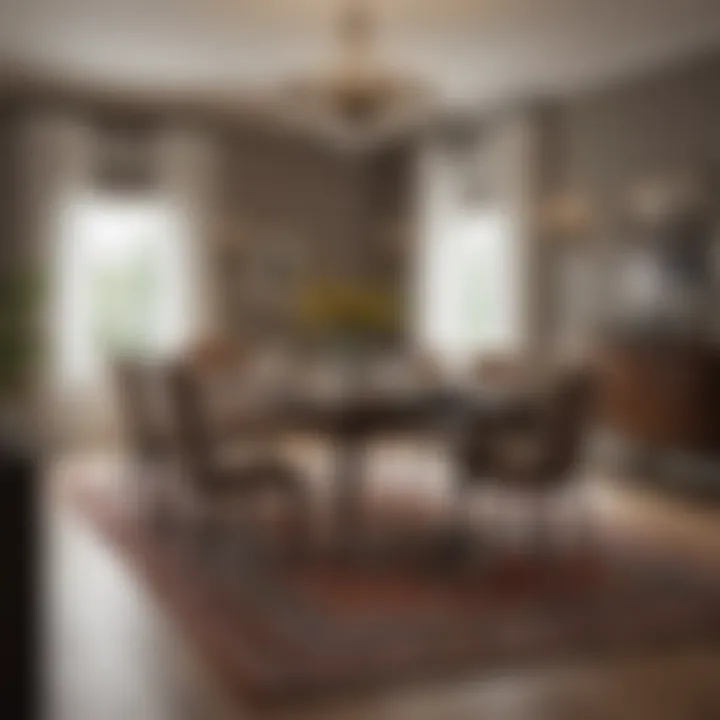 Dining area with an elegant rug complementing the table setting