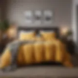 Cozy bedroom with a variety of comforters displayed on a bed